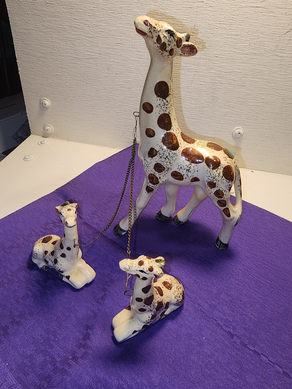Japanese Porcelain MCM Giraffe Mom And Babies.